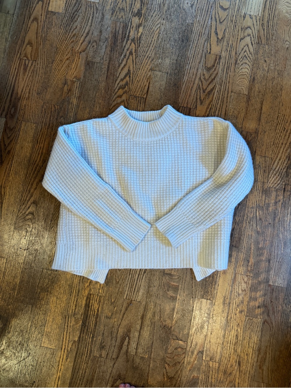 La Ligne Cream Waffle-Knit Cashmere Crewneck Sweater with Open Back